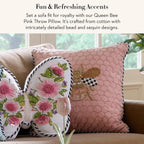 MACKENZIE-CHILDS Throw Pillow, 18x12, Queen Bee Pink