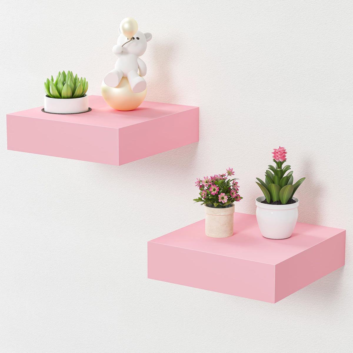 BAMEOS 47in Floating Shelves, Black Wall Mounted Wooden Shelves with Invisible Brackets Set of 2