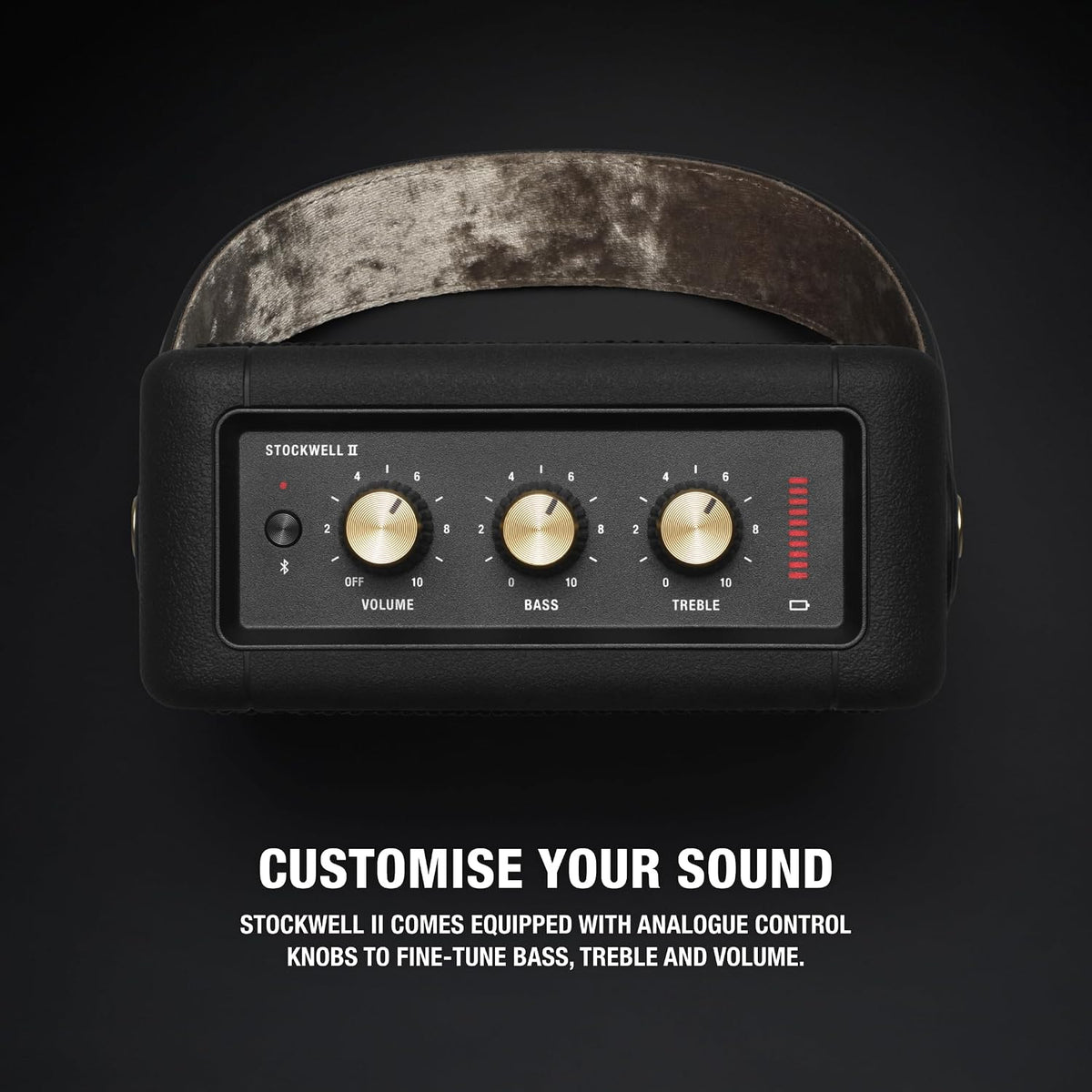 Marshall Stockwell II Portable Bluetooth Speaker - Black and Brass
