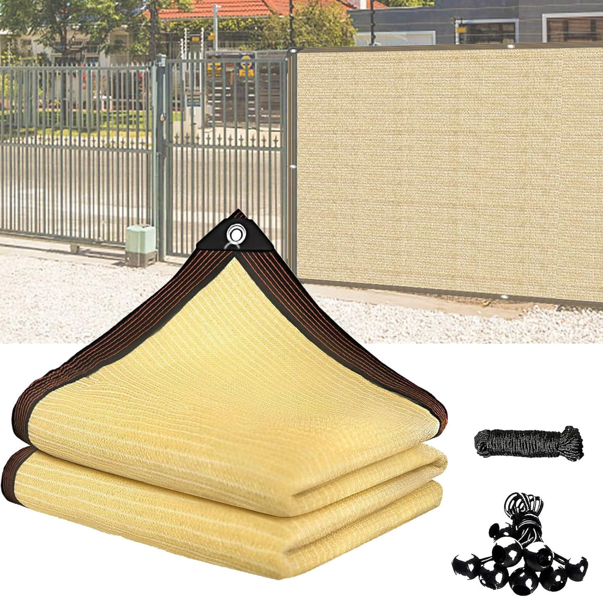 16x31 FT,Beige HDPE Mesh Tarp with Upgraded Grommets,Outdoor Sunblock Shade Cloth, for Plants Greenhouse Outdoor Pergola Lawn Kennel Chicken Coop