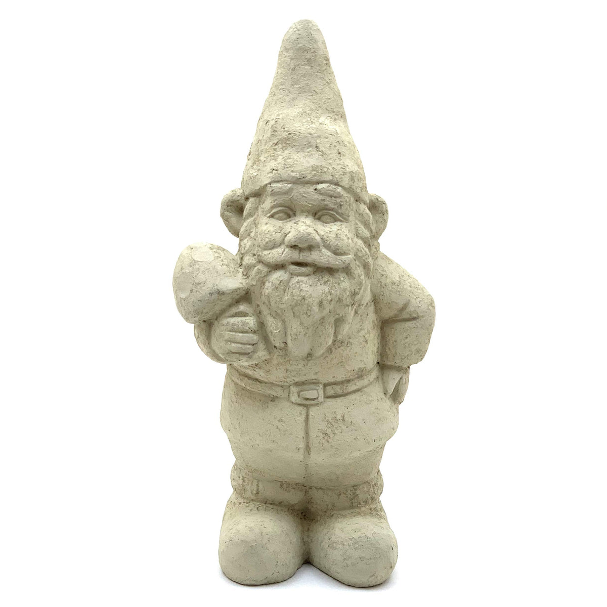 Vintage Garden Gnomes (Set/5): Solid Durable Stone Statue with Aged Texture. Sealed for Outdoor Use. Handcrafted USA. (Antique/Gray)