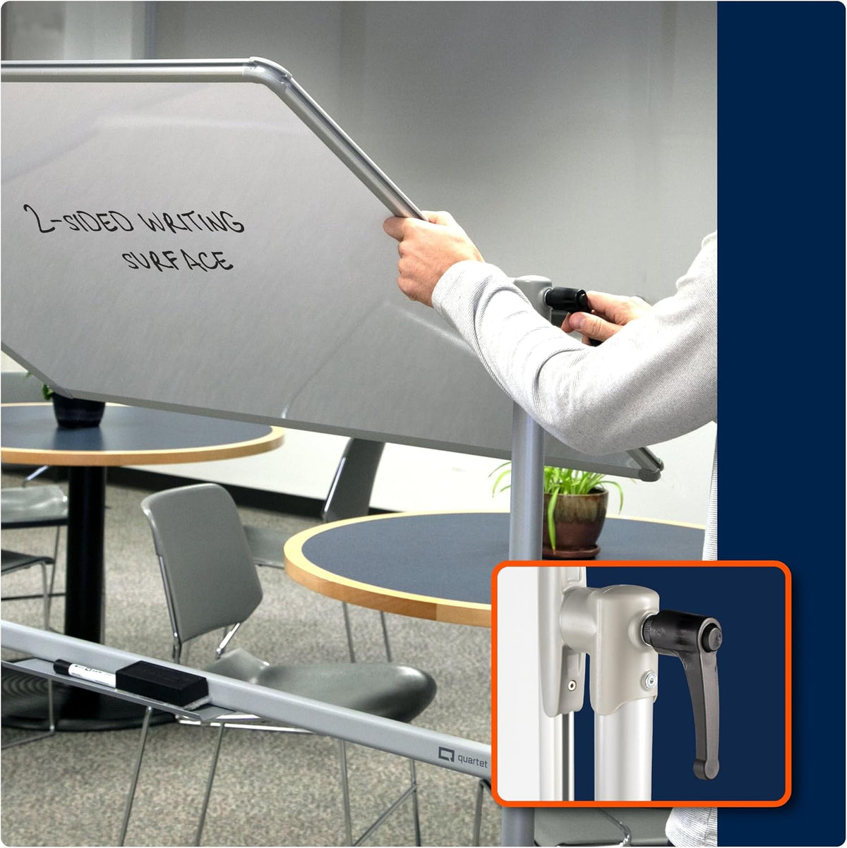 Quartet Magnetic Dry-Erase Board, 48" x 36" (4' x 3') Nano-Clean Easel Whiteboard, Double-Sided, Silver Frame (Q284836A01-R)