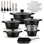27piece Kitchen Pots And Pans Set Ceramic Home Nonstick Cookware Sets,a Heat-Resistant Glass Lid And Handles,Silicone Kitchenware Included|For Induction Cooktops Dishwasher Safe（Beige Sleek Style）