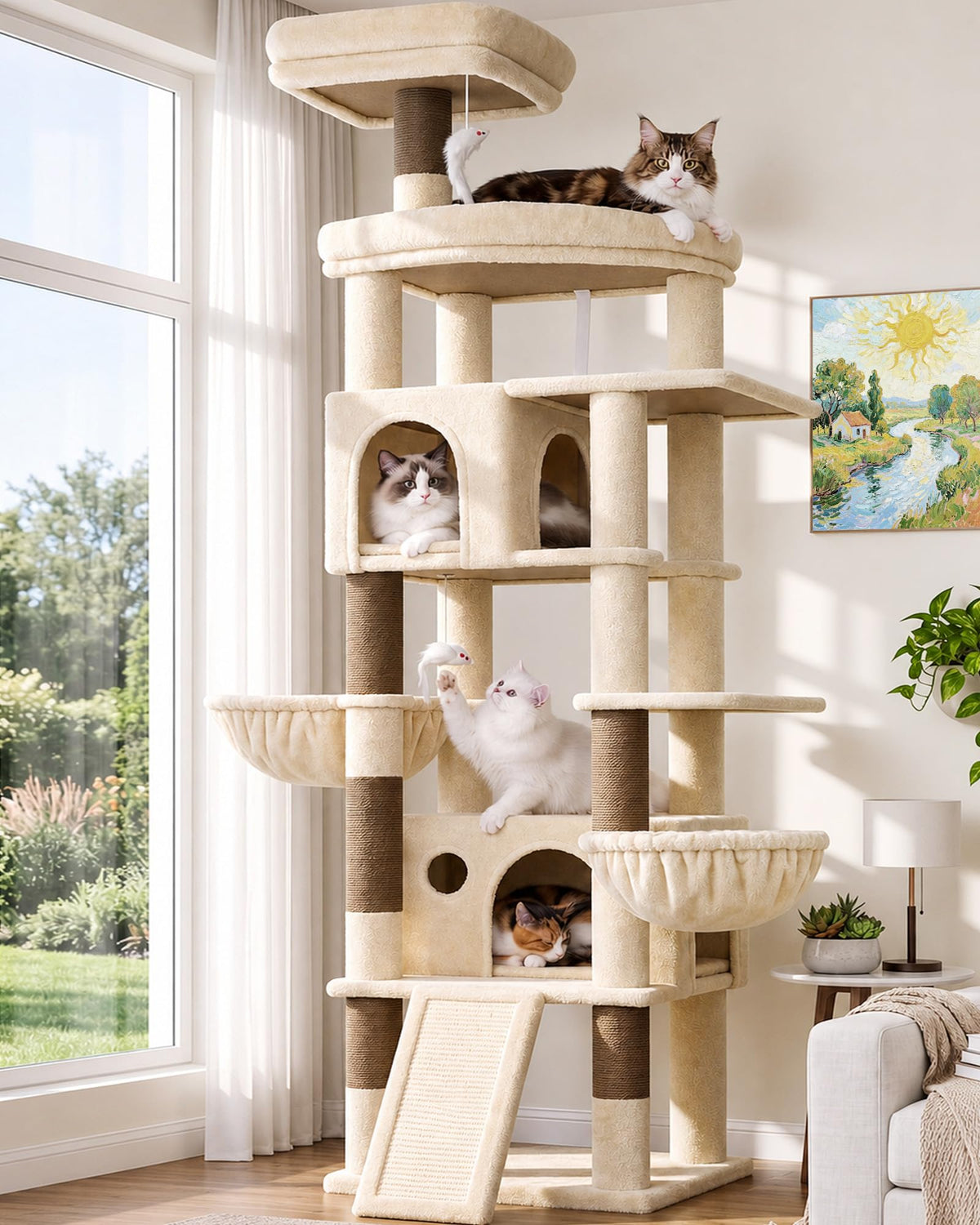 Globlazer Cat Tree for Large Adult Cats, Heavy Duty Indoor Cat Tower, F74B