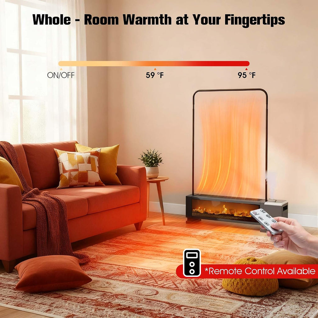 1800W Electric Baseboard Space Heater with Humidifier, 3D Flame