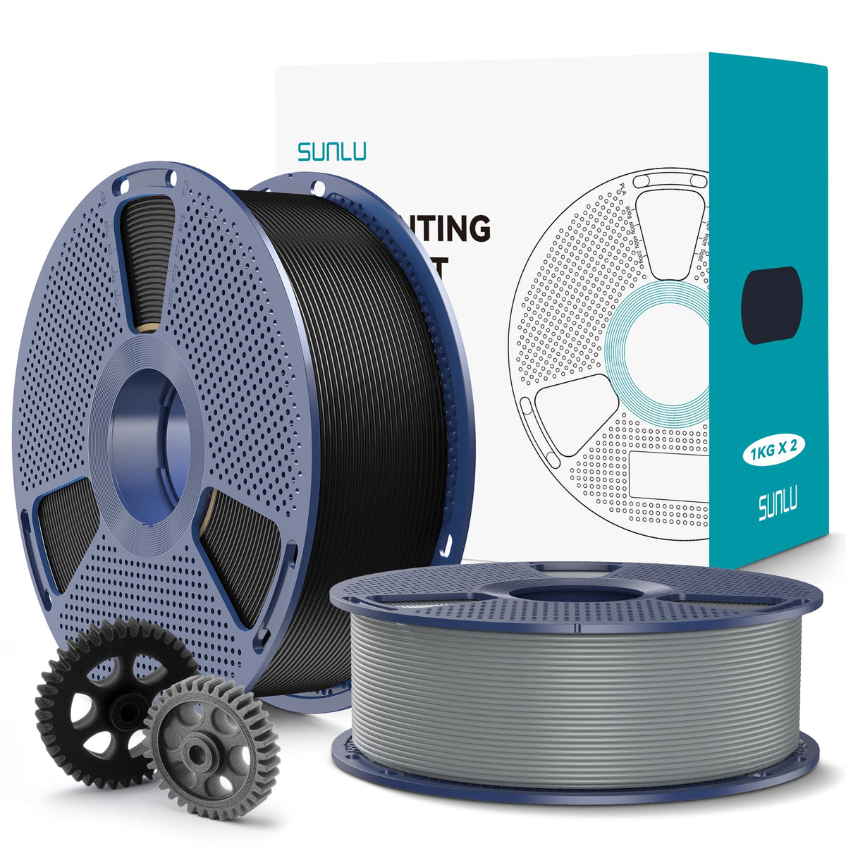 SUNLU PLA+2.0 3D Printer Filament, Multicolor, 10-Pack (10KG)
