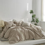 MooMee Upgraded Softer Duvet Cover Set 100% Washed Cotton Twill King