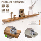 Marsmiles 55in Long Floating Shelves for Wall Mounted, 1Pack|Natural