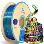 YOUSU 3D Printer Filament Silk PLA Filament Rainbow Color,1.75mm Tri Color PLA Filament 6kg Pack,1kg Spool.