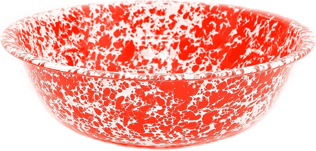 Enamelware Benson Basin, 32 quart, Red/White Splatter (Single)