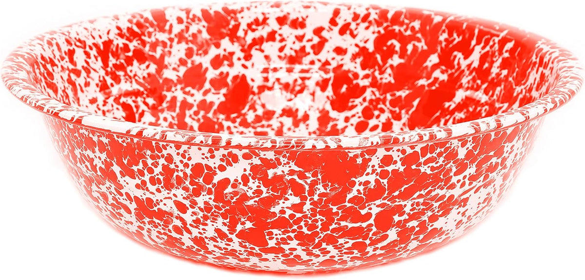 Enamelware Benson Basin, 32 quart, Red/White Splatter (Single)
