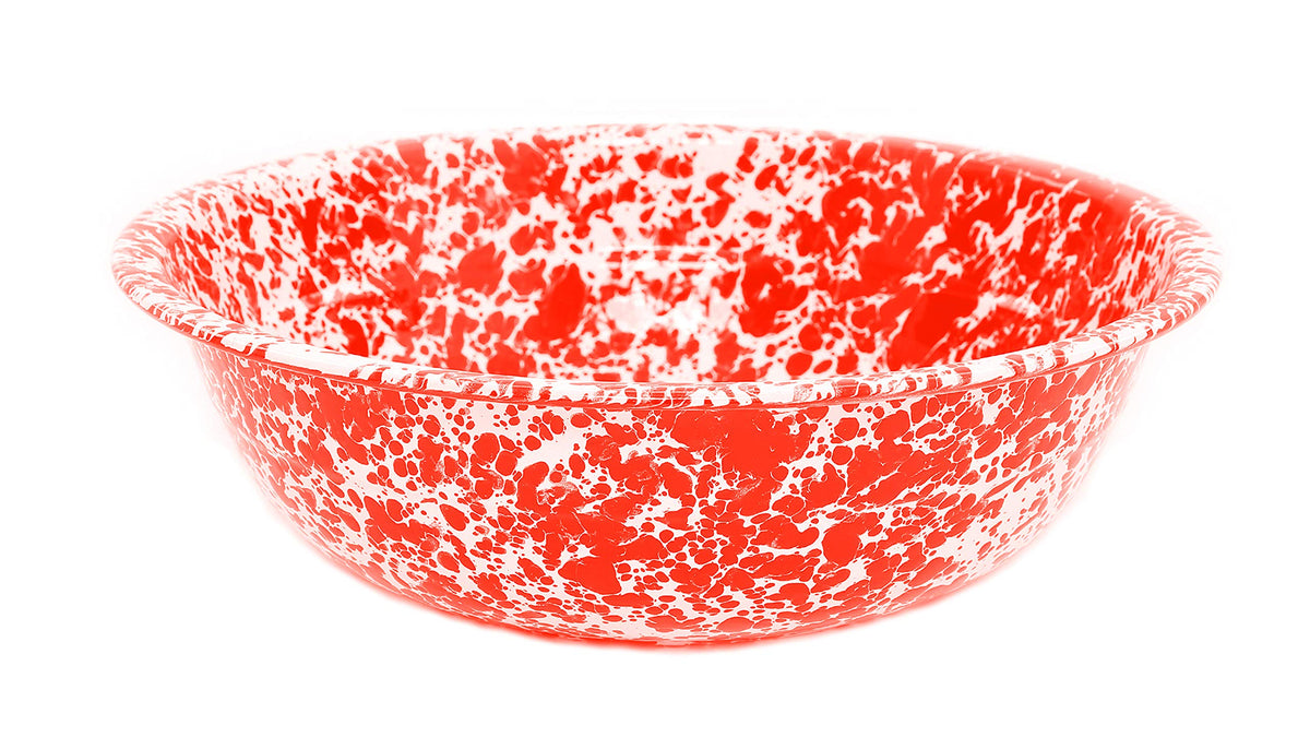 Enamelware Benson Basin, 32 quart, Red/White Splatter (Single)