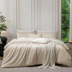 MooMee Queen Duvet Cover Set 100% Extra Long Staple Cotton Cooling Bedding