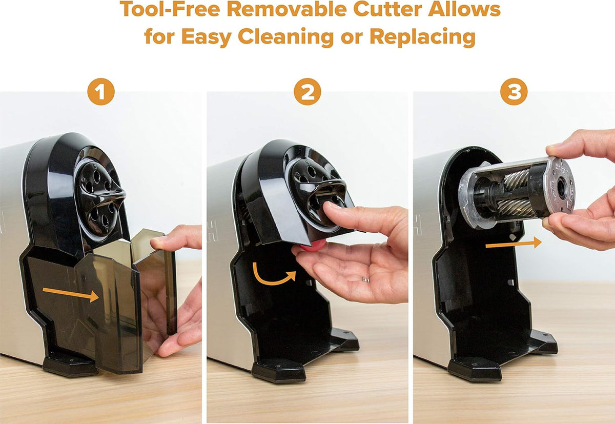 Bostitch Office SuperPro Glow Extra Heavy Duty Commercial Classroom Electric Pencil Sharpener with Replaceable Cutter Cartridge System, 6-Hole, Silver/Black & Bostitch Replacement Cutter for EPS14HC