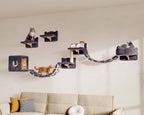 13-in-1 Cat Wall Shelves, Moon & Bridge Cat Wall Furniture, Beige