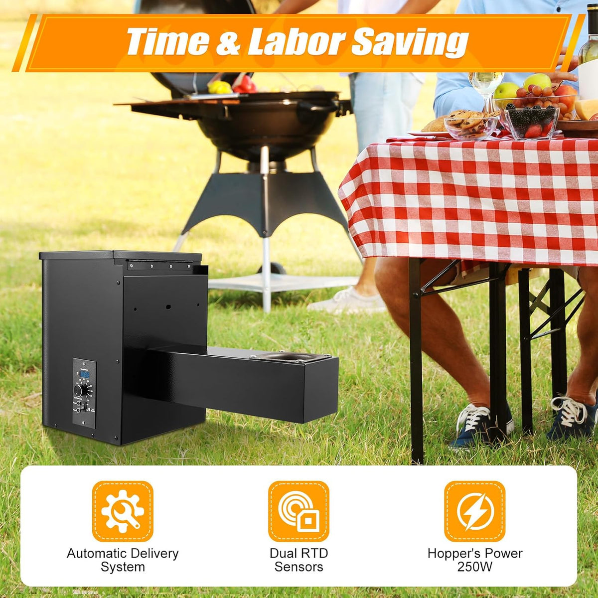 250W Electric Wood Pellet Smoker Grill Part,180 ℉ -500 ℉ Vertical Particle Smoking Machine W/Digital Temperature Controller,Automatic Oil Delivery & Ignition System For Grill,Smoke.