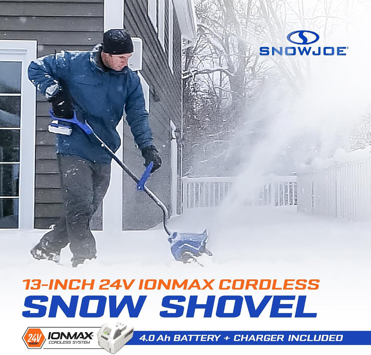 Snow Joe 24V Cordless Snow Shovel Kit with Cover and Scraper, 24V-SS13-TV1