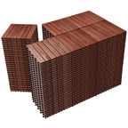 PrimeZone 54 PCS Solid Acacia Wood Interlocking Deck Tiles, Natural Wood