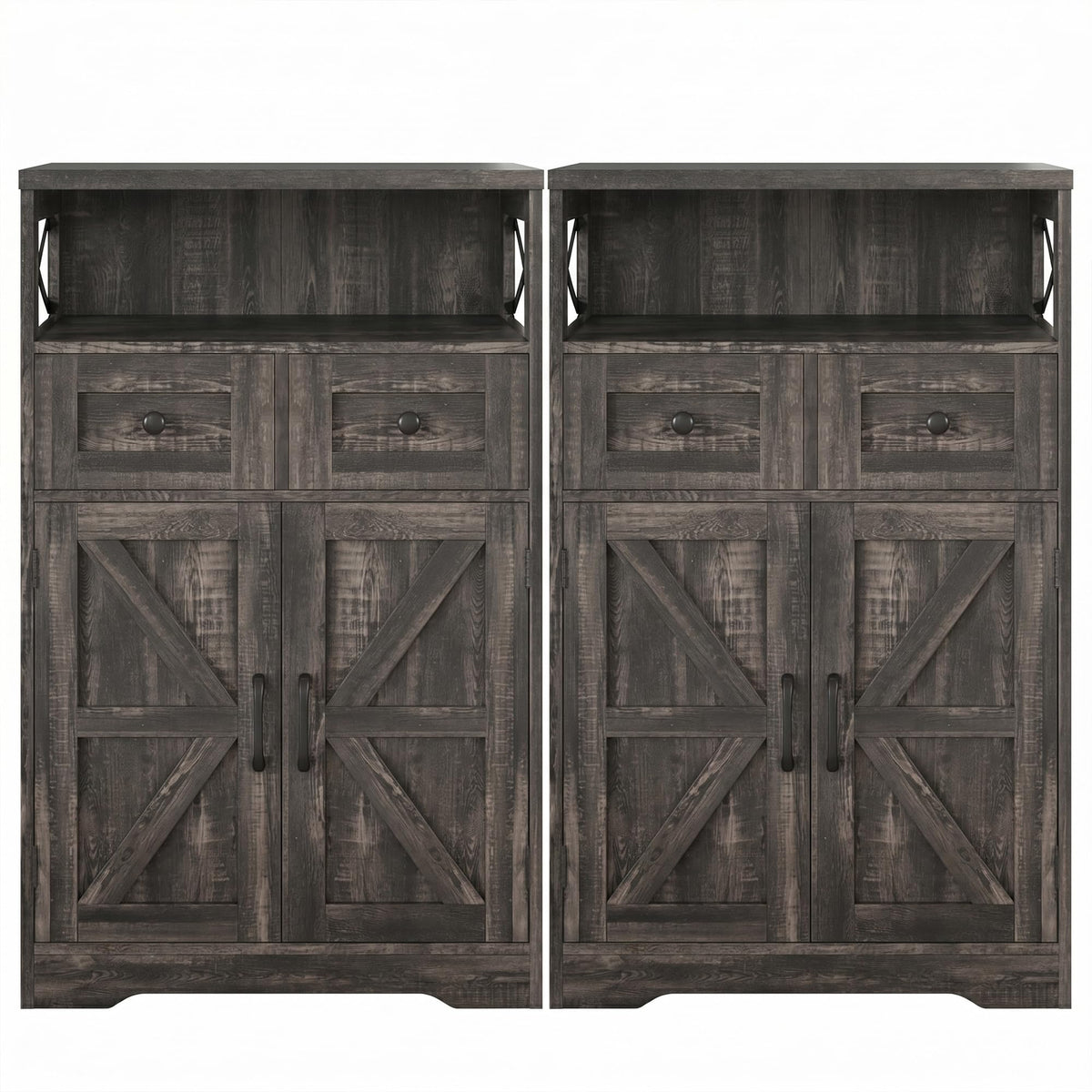 Farmhouse Storage Cabinet with Drawers, Small Kitchen Pantry Cabinet, White