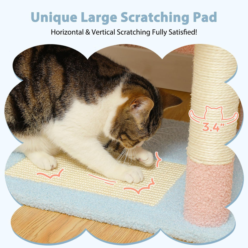 PAWZ Road Flower Cat Tree 72" Cat Tower with Condos&Hammock for Large Cats