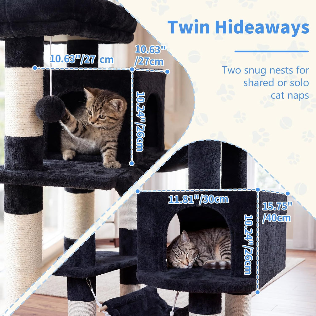Heybly Cat Tree, 71-Inch-Tall Tower for Indoor Cats with 2 Perches HCT034G