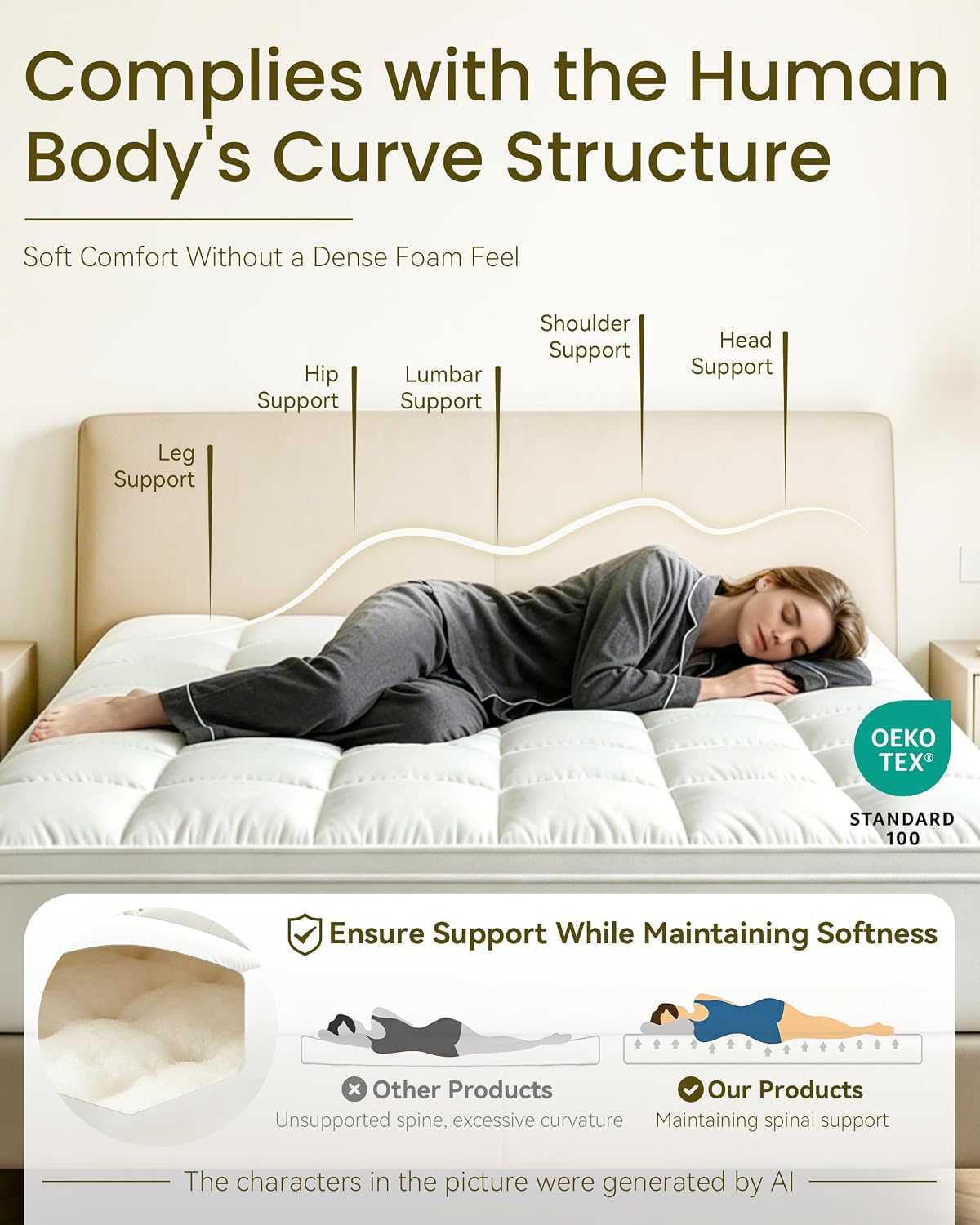 Mattress Topper, WestMonth Premium Quilted 1000gsm Extra Thick Mattress Topper, Fluffy Soft & Breathable Cooling Memory Foam Mattress Topper for Back Pain, 8-21" Deep Pocket (King)