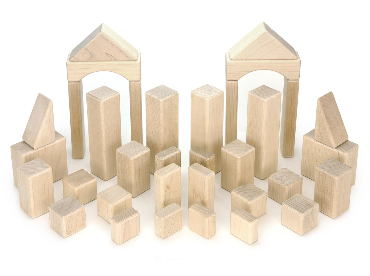 23 pc Toddler Chunky Hard Maple Wooden Block Set