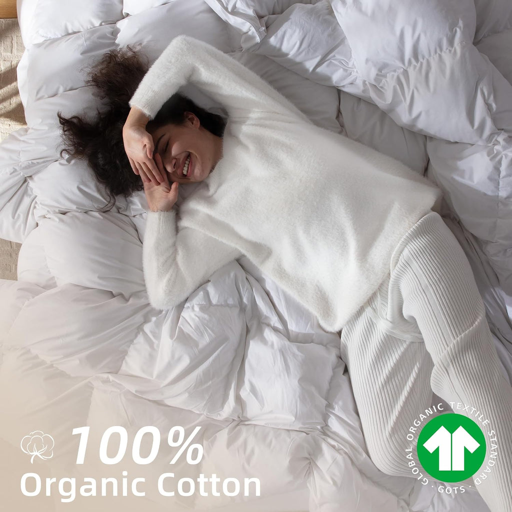 Goose Feather Down Comforter Queen,100% Organic Cotton Duvet Insert