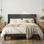 Gizoon Queen Bed Frame with Wingback Headboard, Upholstered Platform Bed