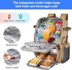 29L Multi-Compartment Fishing Tackle Backpack with 4 Rod Holder, Integrated Cooler and Rain Cover