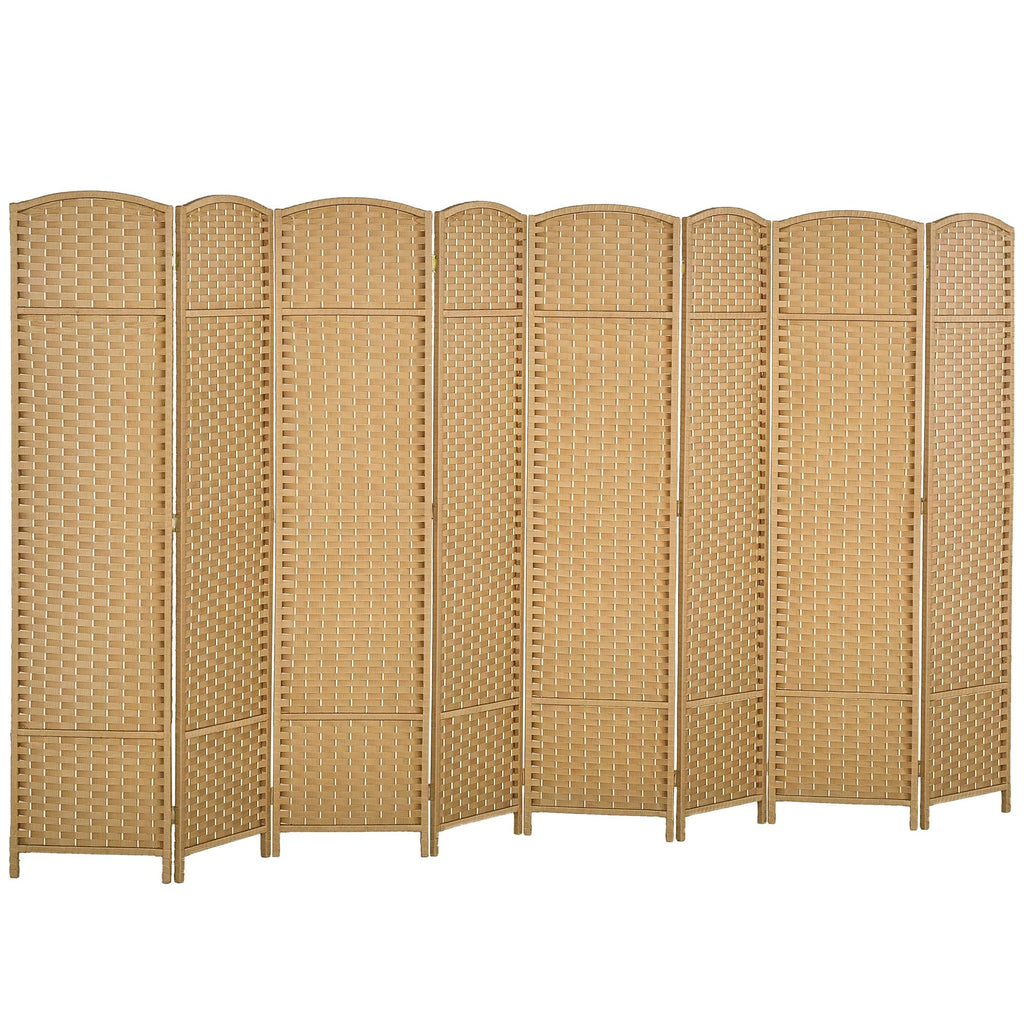 HOMCOM Room Divider 8 Panel Folding Privacy Screen 5.6' Tall Nature Wood