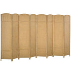 HOMCOM Room Divider 8 Panel Folding Privacy Screen 5.6' Tall Nature Wood