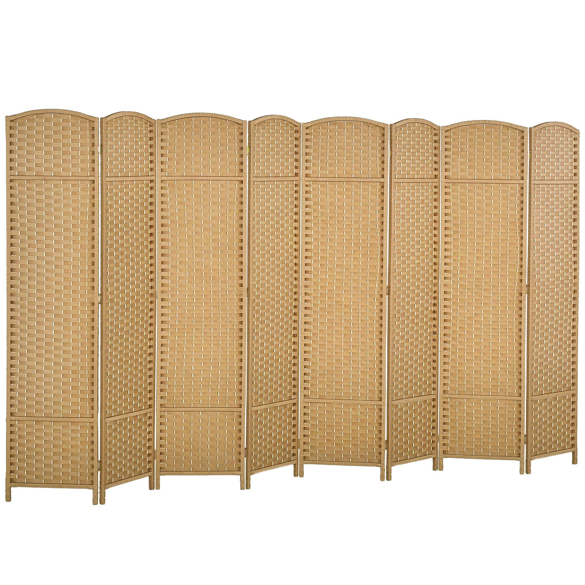HOMCOM Room Divider 8 Panel Folding Privacy Screen 5.6' Tall Nature Wood