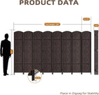 HALLYBEE Room Divider Panel,8 Panel Partition Room Dividers, Dark Mocha