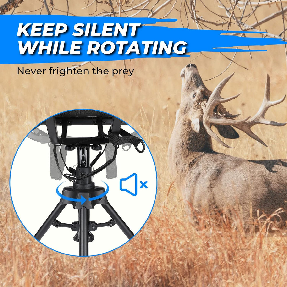 KEMIMOTO Hunting Blind Chair 360° Silent Swivel, Height Adjustable Black