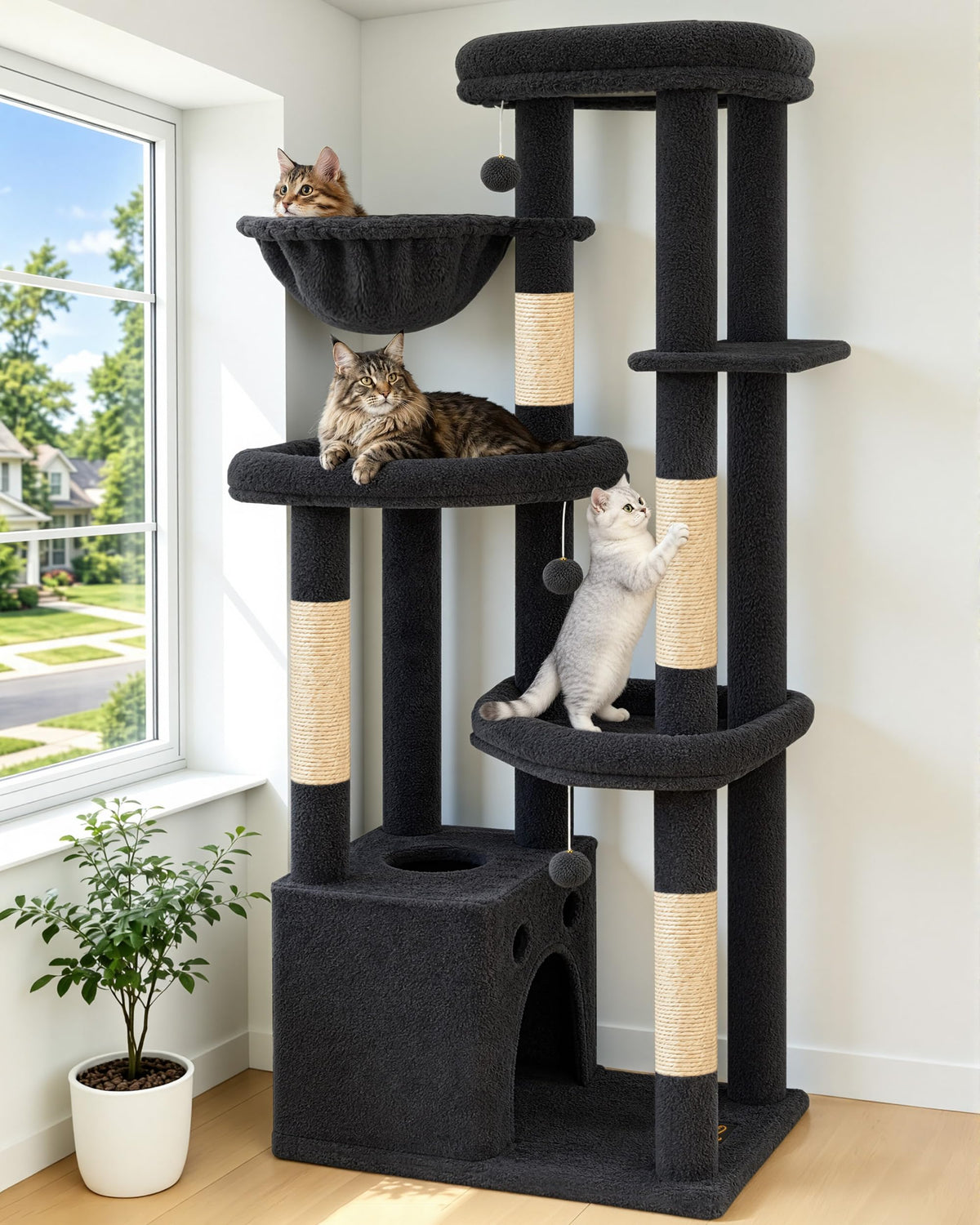 Cat Tree for Indoor Cats Large Adult, 84 in Extra Tall Heavy Duty Cat Tower