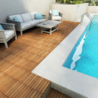 PrimeZone 54 PCS Solid Acacia Wood Interlocking Deck Tiles, Natural Wood