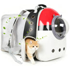 Expandable Cat Carrier Backpack with Catnip Toys, Backpack for Cats Kitten Small Puppy, Airline Approved Cat Bubble Backpack, Space Capsule Astronaut Carrier… (RED BP&Toy, Back Extension)
