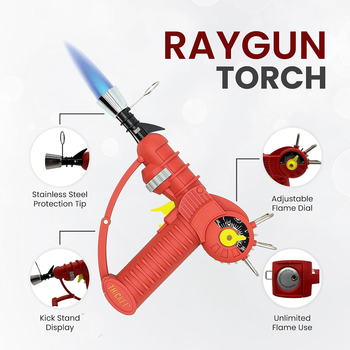 THiCket Raygun Torch Lighter, with Adjustable Flame and Safety Lock (Pink)