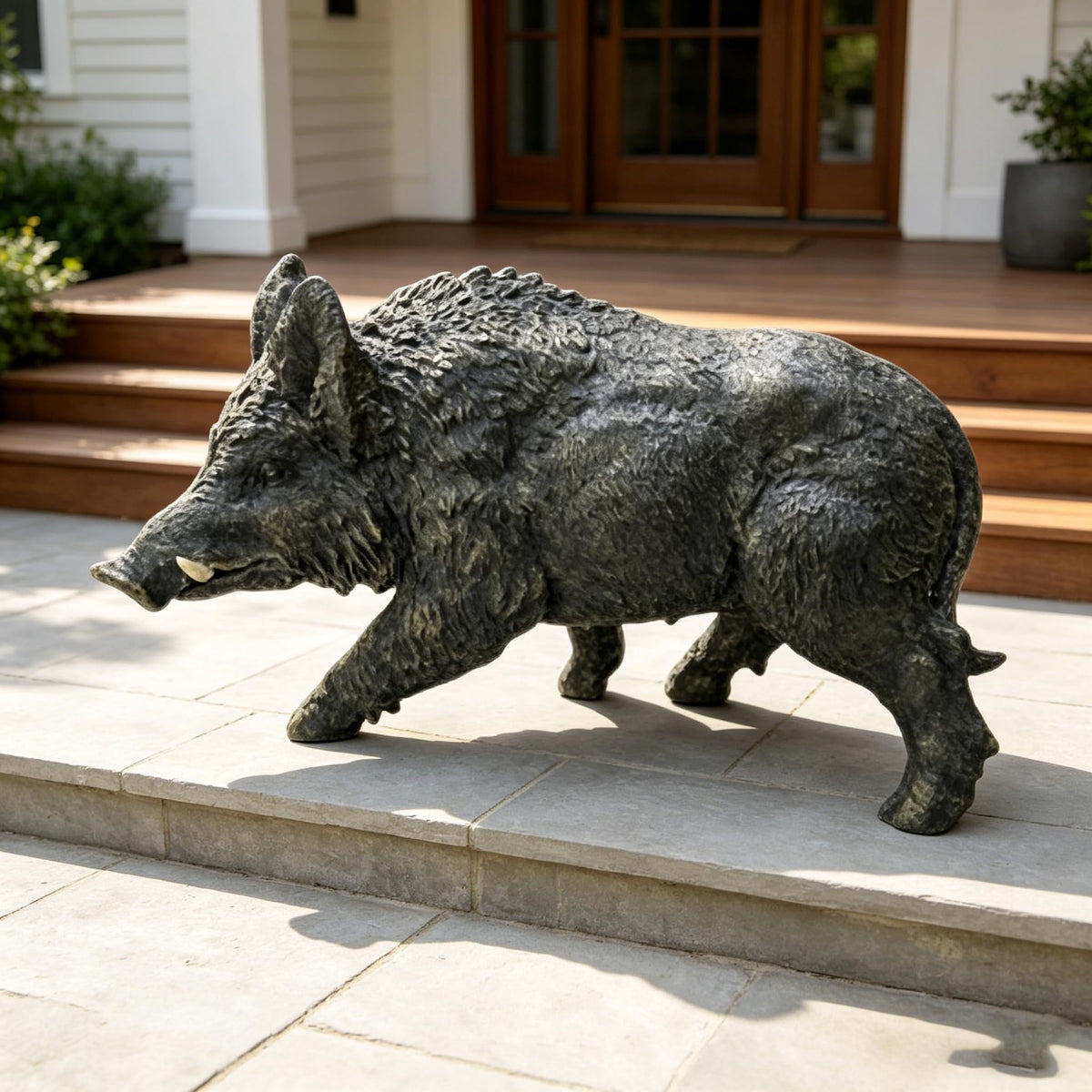 Baby Pink Pig Garden Statue with Curled Tail for Farmhouse Decor