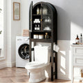 HMstone Over The Toilet Storage Cabinet, Arched Bathroom Organizer and Storage with Rattan Doors and Adjustable Shelf, Space-Saving Freestanding Bathroom Modern Storage Cabinet Over Toilet (Natural)