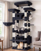 Gitelsnour Cat Tree, 74" Tower for Large Cats, Big Condo & Hammock GCT030W