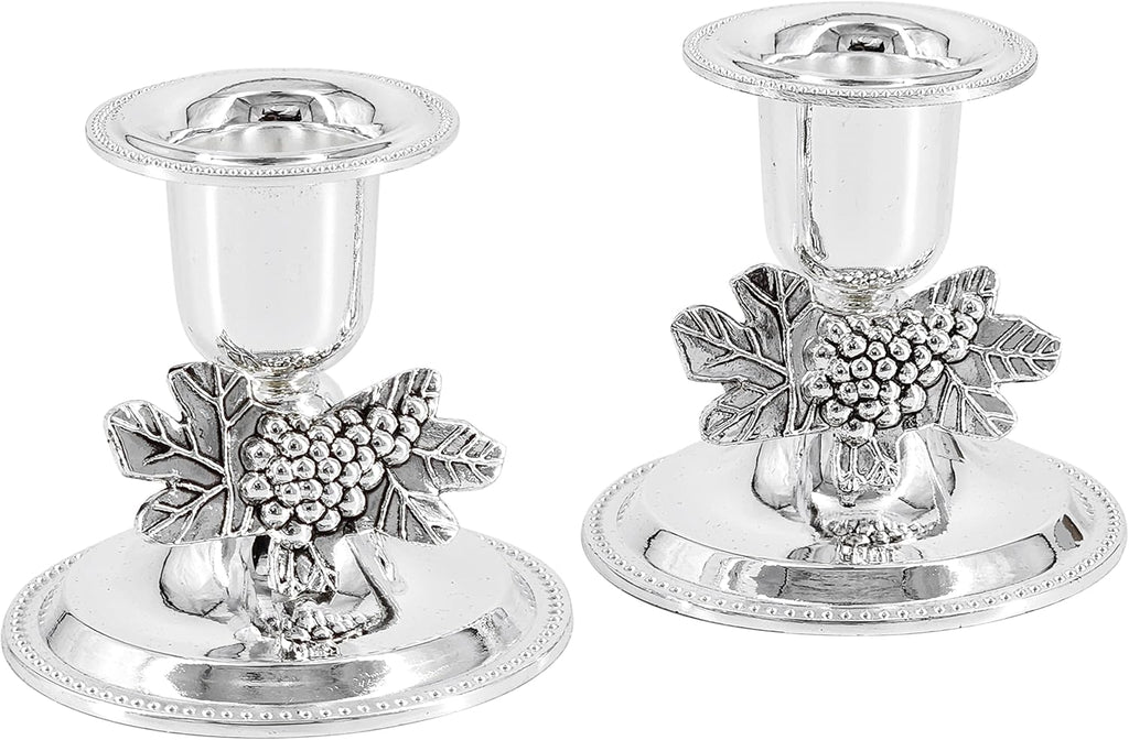 The Dreidel Company Shabbat Candlesticks Candle Holders Silver Plated, 2 Candlesticks Set (2-Pack)