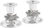 The Dreidel Company Shabbat Candlesticks Candle Holders Silver Plated, 2 Candlesticks Set (2-Pack)