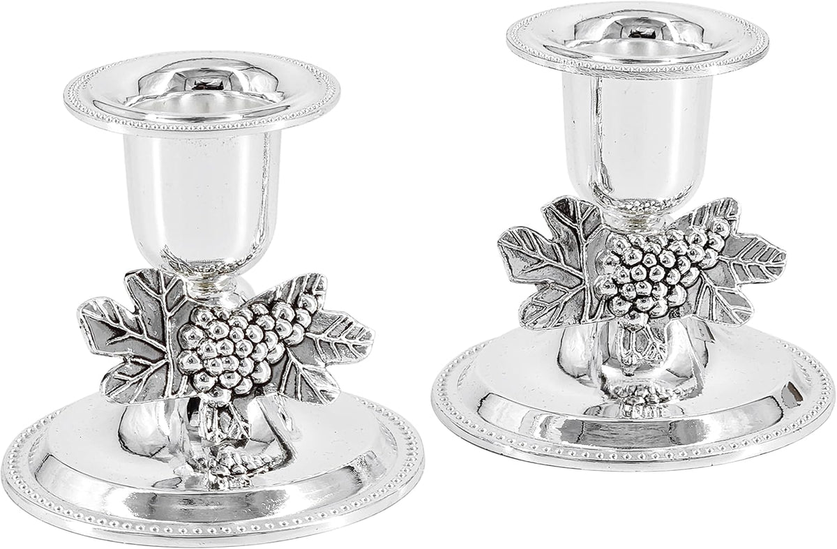 The Dreidel Company Shabbat Candlesticks Candle Holders Silver Plated, 2 Candlesticks Set (2-Pack)