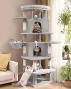 Globlazer 66inch Corner Cat Tree Tower for Indoor Large Cats, C66, Beige