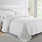 puredown® Blankets Queen Size - Soft Lightweight Down Blanket for Bed, Cozy Warm Luxury Bed Blanket with Satin Trim, White (90"X90")