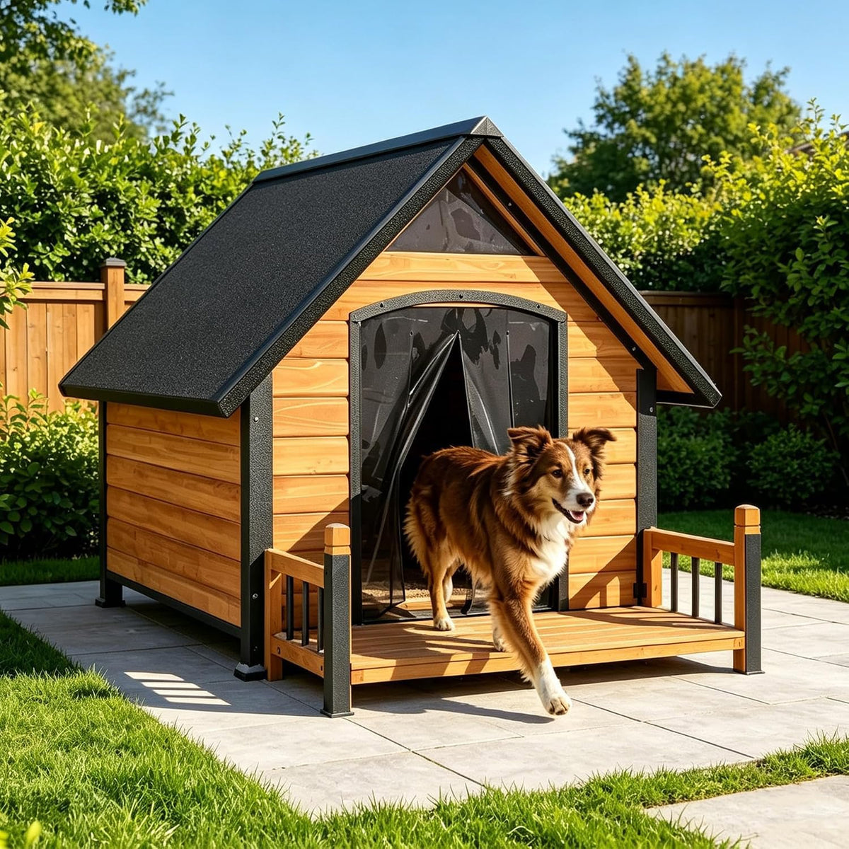 GUTINNEEN Extra Large Dog House Outdoor with Reinforced Iron Frame
