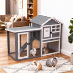 GEGURI Wooden Rabbit Hutch, Indoor Outdoor Chicken Coop Bunny Cage with Waterproof Roof