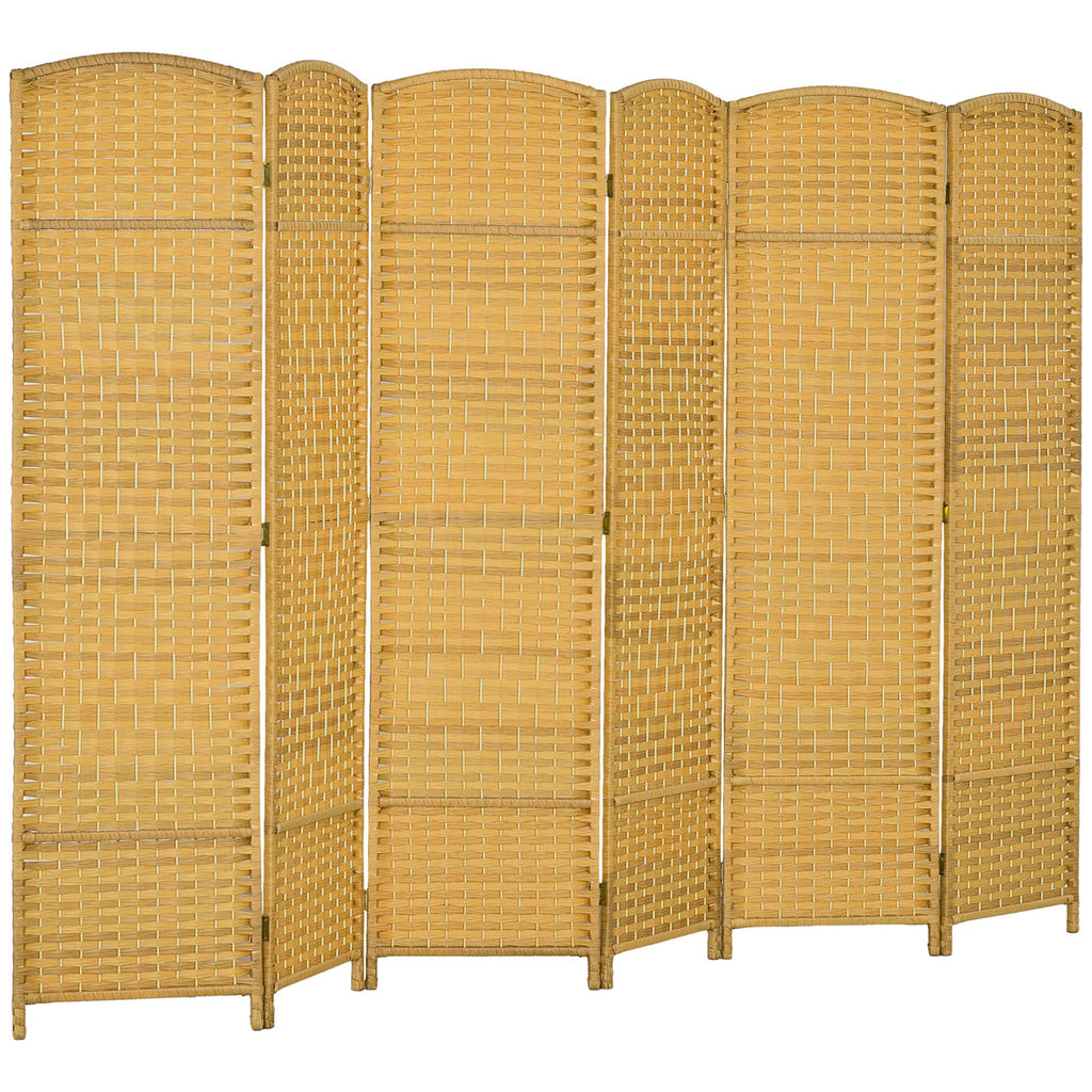 HOMCOM 3 Panel Room Divider 6 Ft Privacy Screen Hand-Woven Washed Oak
